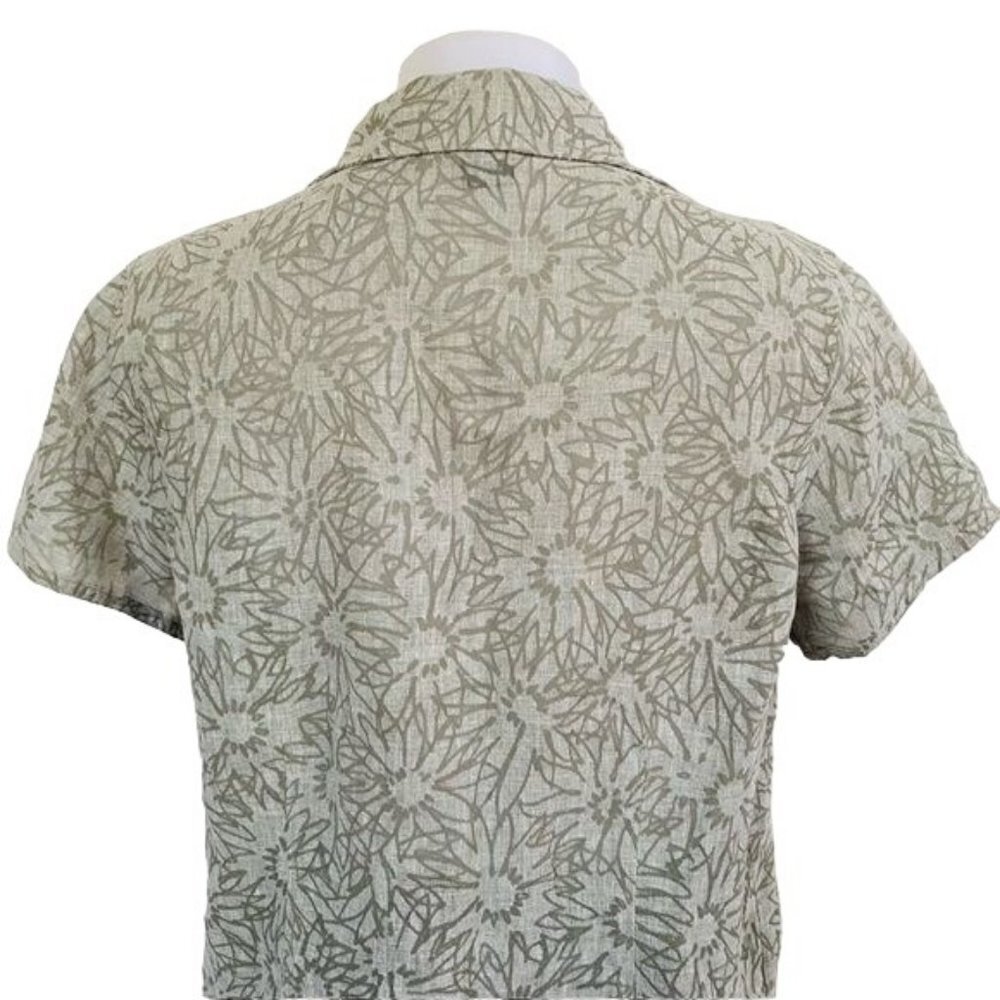 Woolrich Floral Linen Button Down Blouse Shirt Size M - Picture 11 of 12